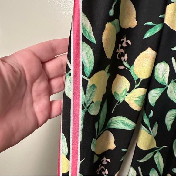 Emily HSU Designs Black High Waisted Lemon Print Pink & White Striped Leggings S - Picture 7 of 15